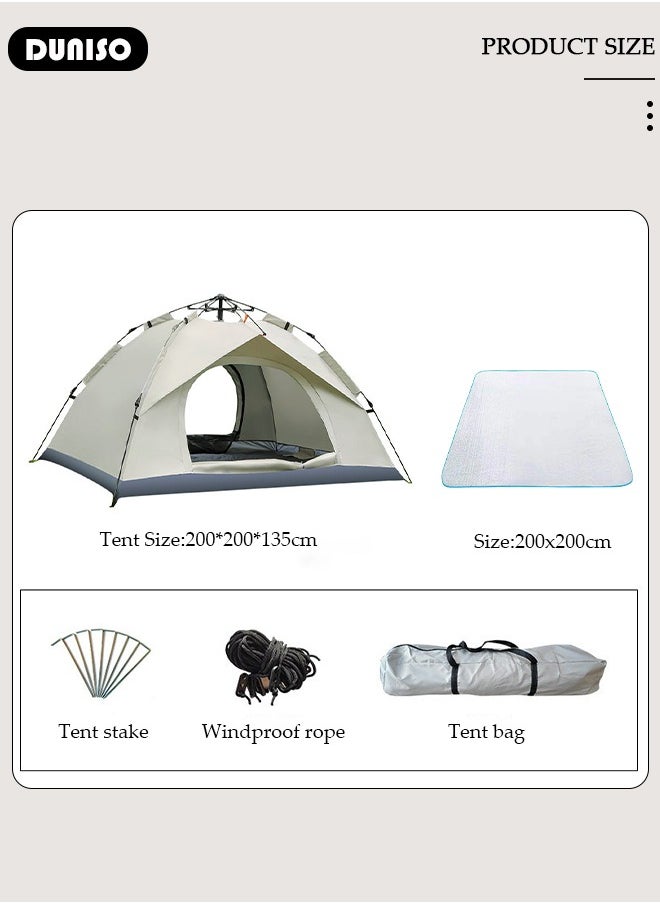 3-4 Person Pop Up Camping Tent, Family Camping Tent, Portable Waterproof Camping Hiking Tent, Easy Setup Family Tents for Camping Hiking Mountaineering & Traveling