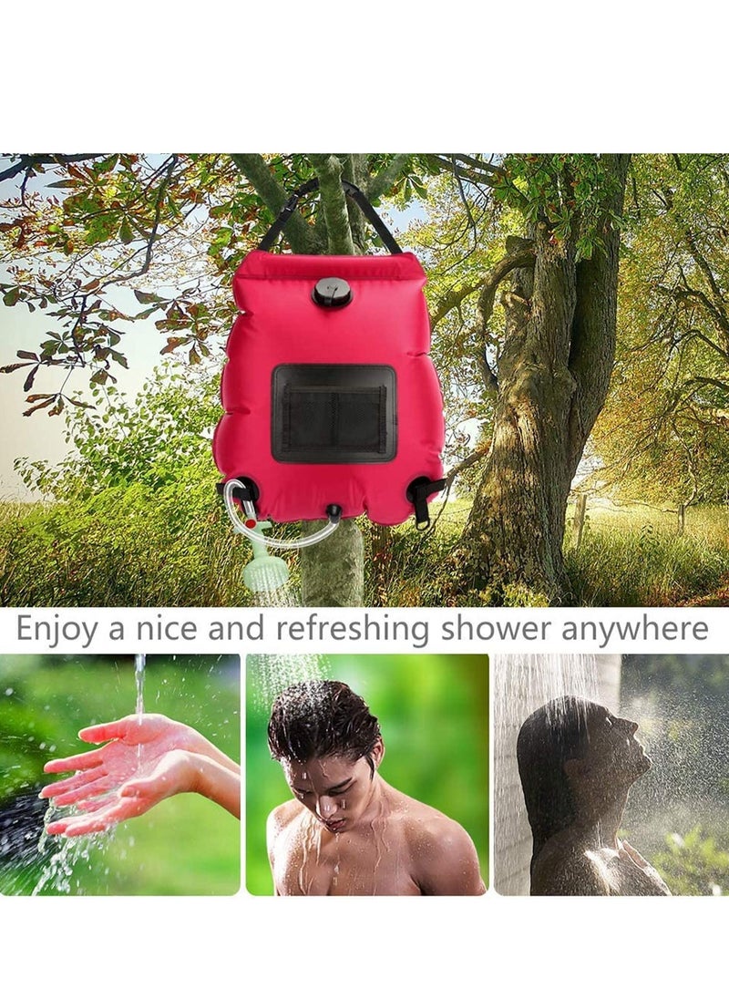 Solar Shower Bag, Durable 5 Gallons20 L Solar Heating Camping Shower Bag with Removable Hose and On Off Switchable Shower Head for Camping Beach Swimming Outdoor Traveling Hiking