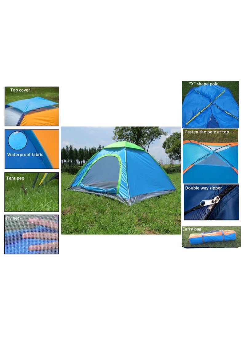 Camping Tent for 3-4 Person Automatic Pop Up Beach Tent with Storage Bag Water Resistant and UV Protection Tent Canopy for Outdoor Picnic Hiking(200*150*110cm)