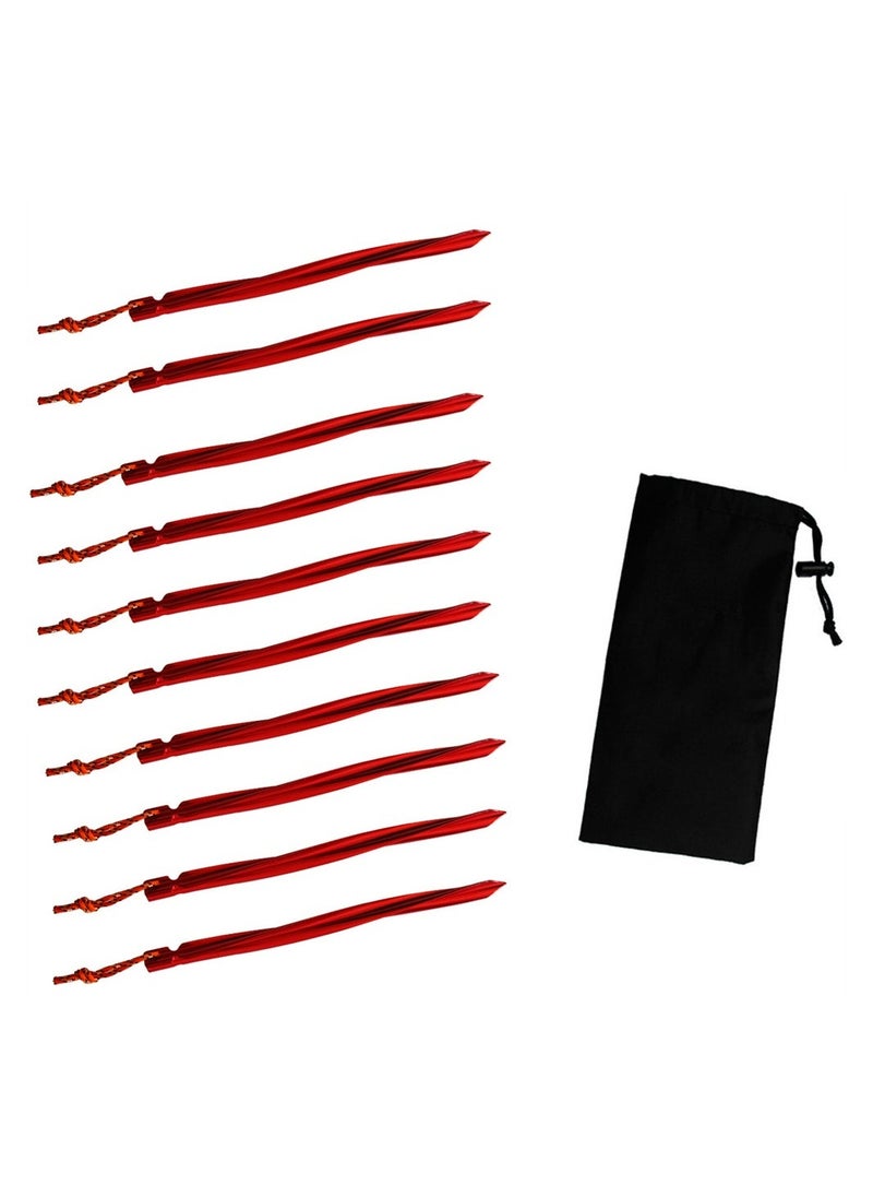 Tent Pegs, 10 Pcs Aluminium Alloy Tent Stakes Lightweight Heavy Duty Garden Nail 25cm forFor Outdoor Camping Trip Hiking Beach Heavy Duty with Storage Pouch Bag