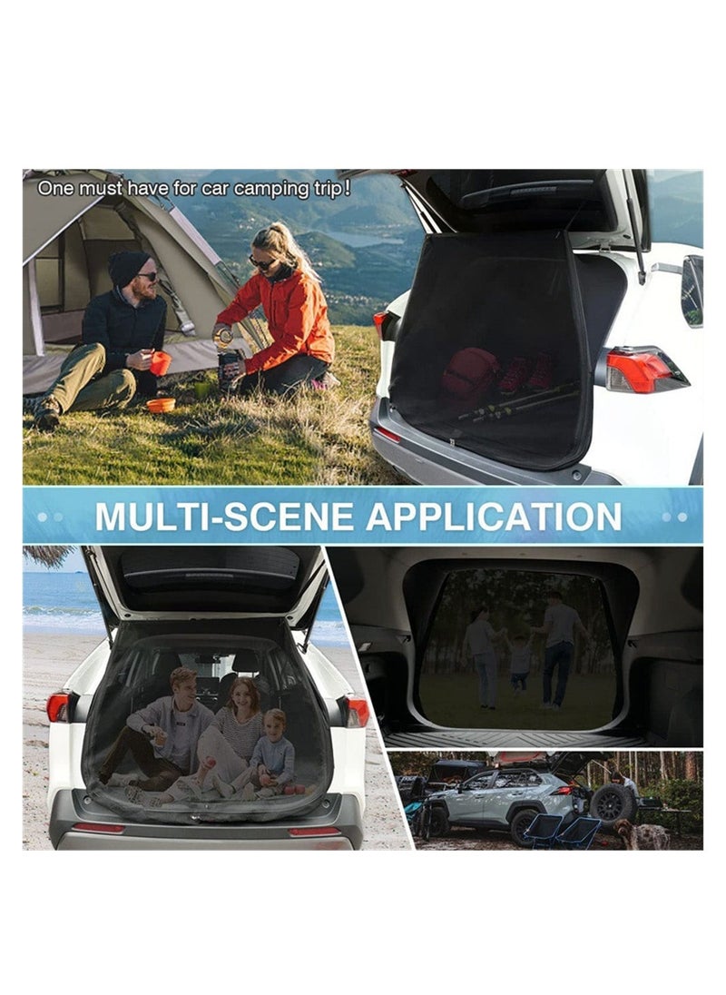 Car Tailgate Mosquito Net, Car Camping Net, Breathable Mesh Net for Car Tailgate for UV Sun Protection Ventilation Mesh Closed by Zipper, Magnetic Suction for SUV MPV Camping Self Drive Trip, L