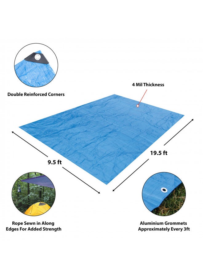 Performance Tool W6009 (10 x 20 ft) Tarp Cover Blue Waterproof Great for Tarpaulin Canopy Tent, Boat, RV Or Pool Cover Performance Tool (Standard Poly Tarp)