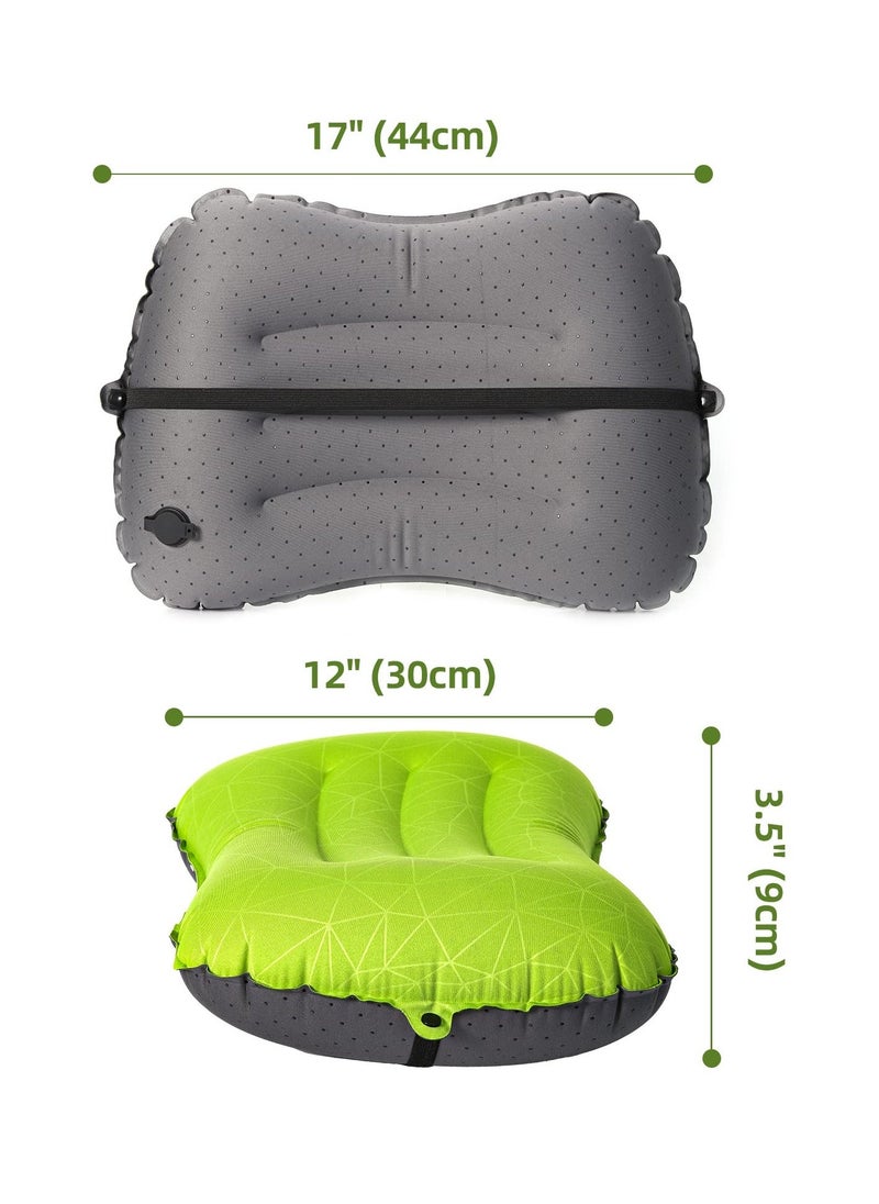 Camping Pillow, Ultralight Inflatable Camping Travel Pillow, 2.0 Compressible, Compact, Comfortable, Ergonomic Inflating Pillows for Neck & Lumbar Support While Camp, Hiking, Backpacking