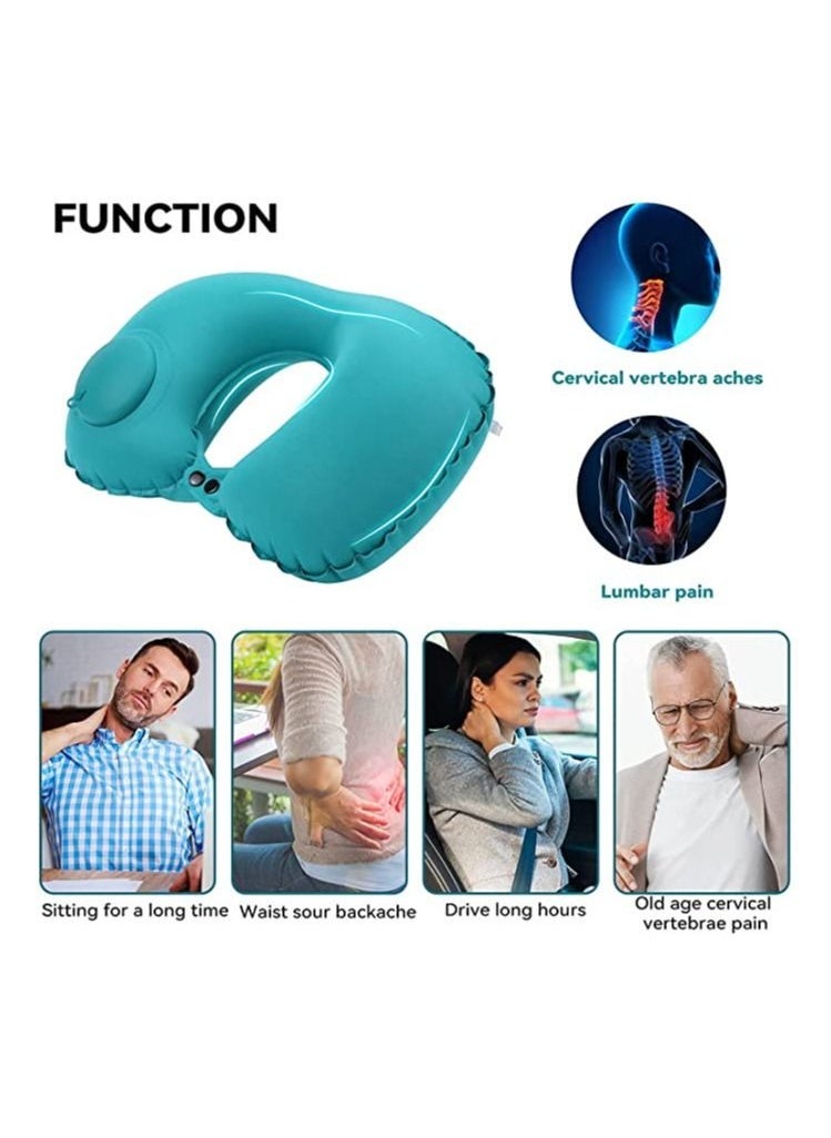 Inflatable Travel Pillow, Neck Pillow for Travel Portable Neck Support Pillow for Airplanes/Cars/Buses/Trains/Office Napping, Ergonomic Pillow for Neck Lumbar Support, Portable Hiking Folding Pillow