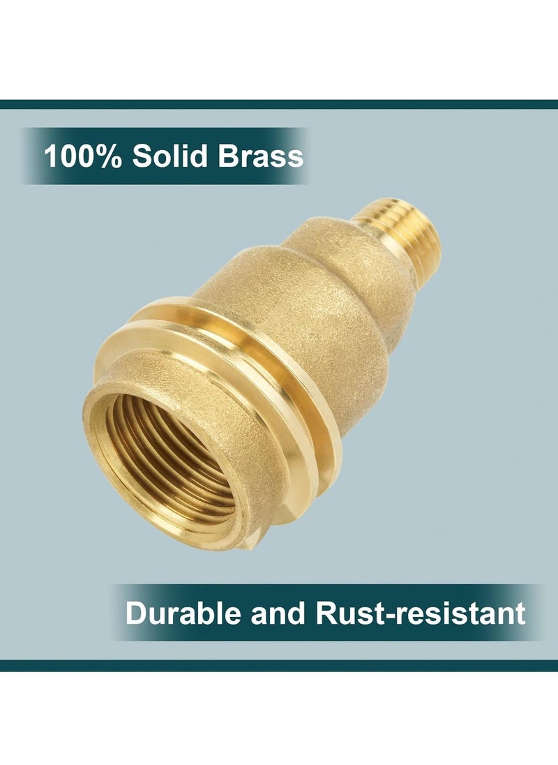 Propane Gas Fitting Adapter, QCC-1 and Female P.O.L. to 1/4'' Male Pipe Thread Converter - Solid Brass, for RV, Outdoor Cooking & Heating Appliances - Connects to Propane Tank or House Line