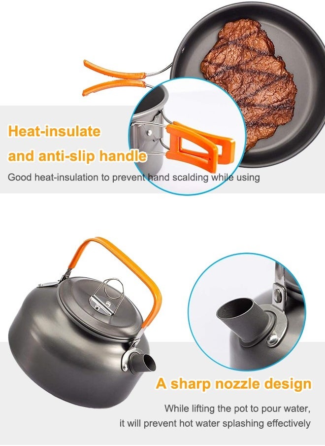 Small teapot Combo Set Pot Camping Combo Set Pot Tableware Portable Outdoor cookware Pot Hard softened Aluminum