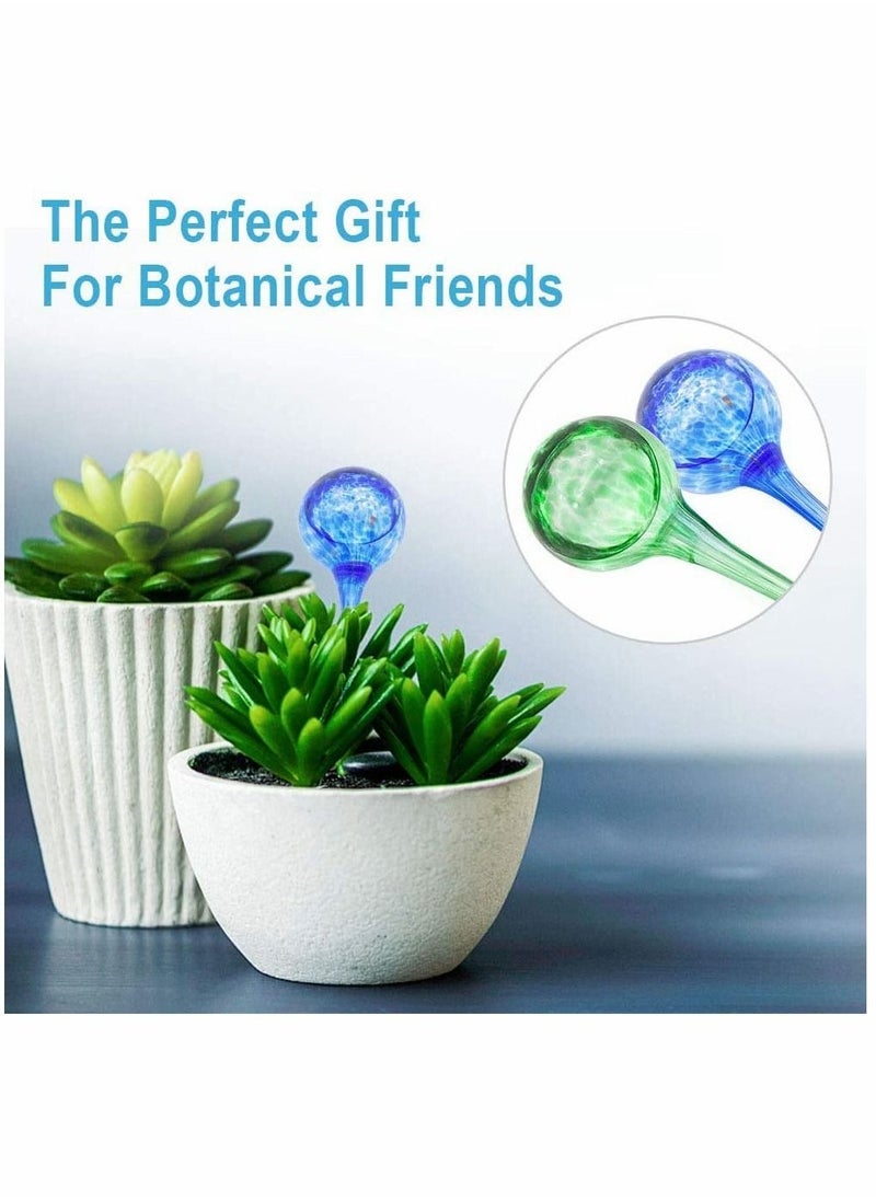 Indoor Plant Watering, Globes Automatic Self Water, Bulbs Aqua Water, Globe Irrigation Device Decorative, Hand-Blown Glass (Green + Blue)