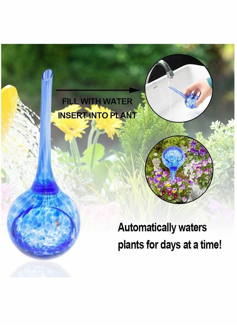 Indoor Plant Watering, Globes Automatic Self Water, Bulbs Aqua Water, Globe Irrigation Device Decorative, Hand-Blown Glass (Green + Blue)