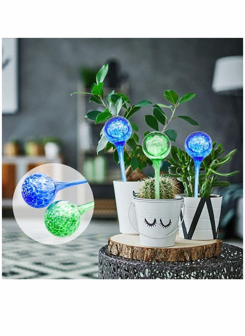 Indoor Plant Watering, Globes Automatic Self Water, Bulbs Aqua Water, Globe Irrigation Device Decorative, Hand-Blown Glass (Green + Blue)