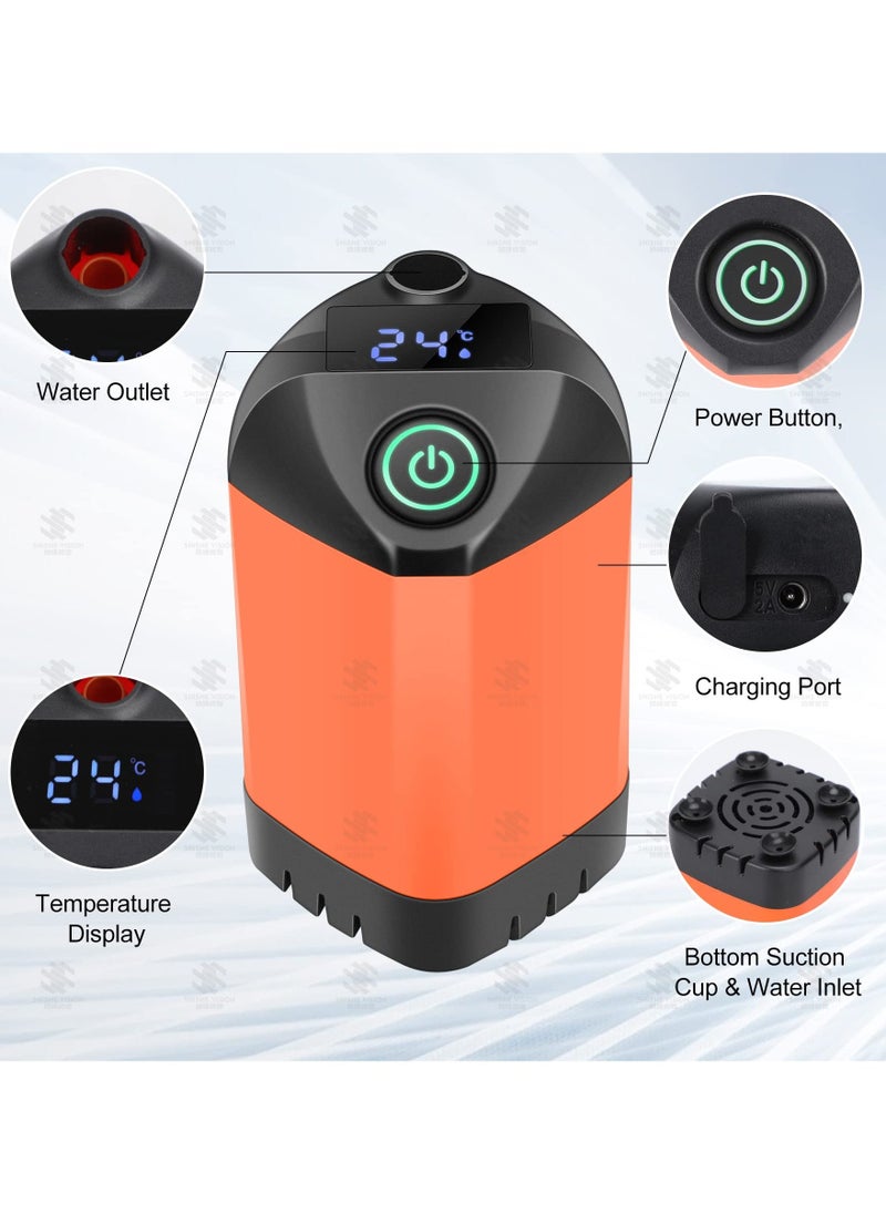 Portable Shower for Camping, Outdoor Camp Shower Pump, Smart LED Temperature Digital Display, 4800mah Battery, Electric Rechargeable Portable Hot Shower for Camping, Hiking, Traveling