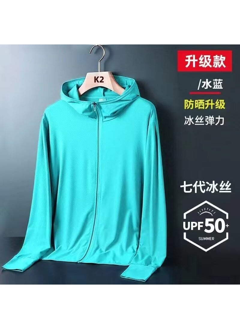 Breathable Mesh UPF50 Sun Protection Jacket for Men water blue