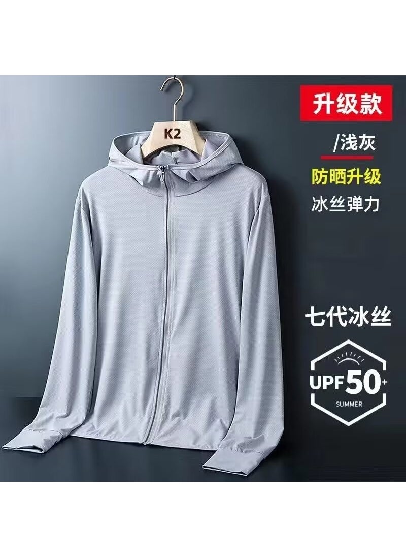 Breathable Mesh UPF50 Sun Protection Jacket for Men Light gray