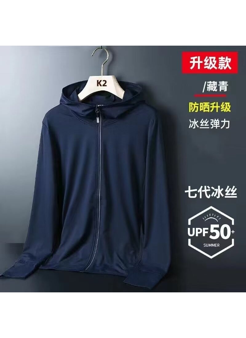 Breathable Mesh UPF50 Sun Protection Jacket for Men Navy blue