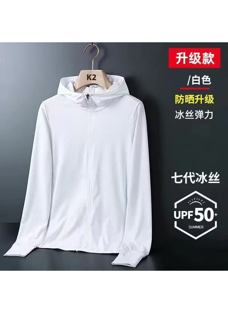 Breathable Mesh UPF50 Sun Protection Jacket for Men White