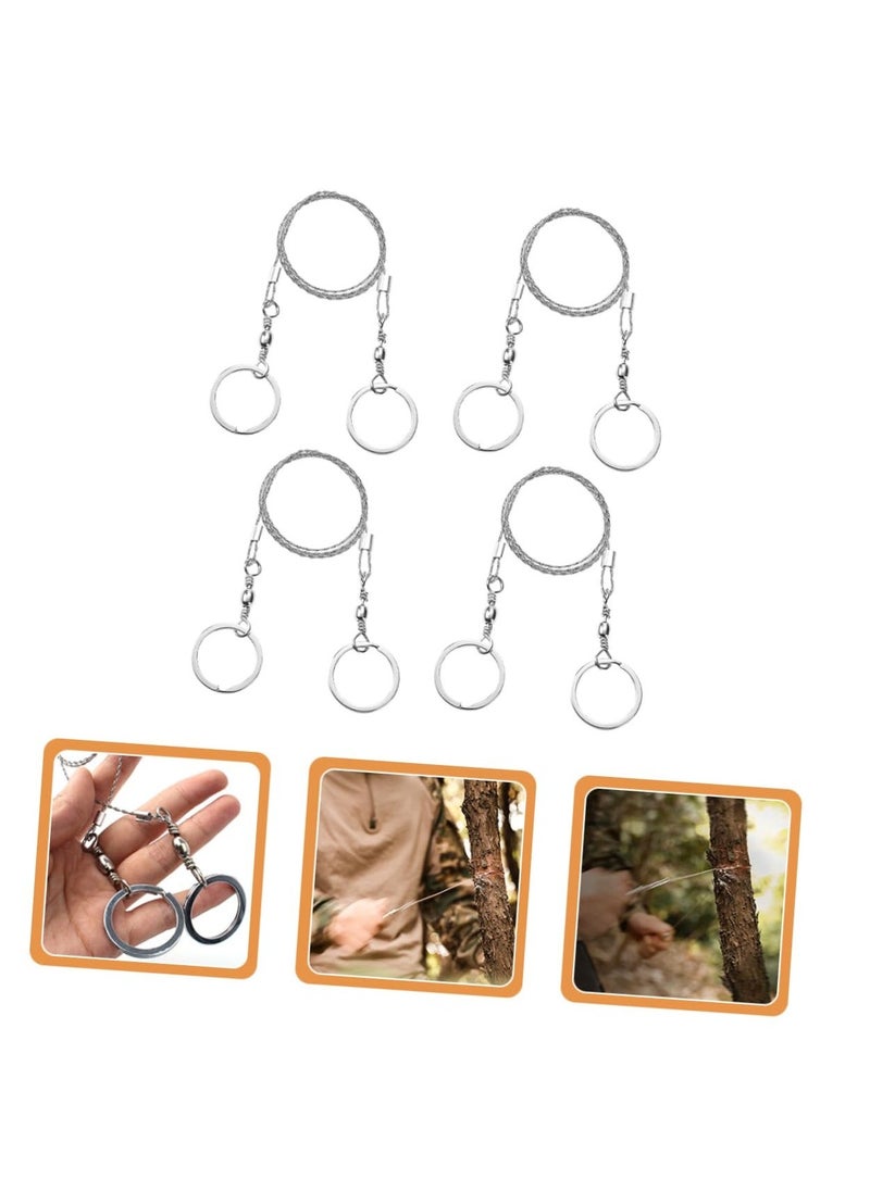 4 Pcs Stainless Steel Wire Saws, Outdoor Survival Wire Saw, Portable Emergency Stainless Steel Saw, Mini Hand Pocket Wire Saw for Wood Cutting/PVC Pipe Cutting/Hiking/Camping/Hunting