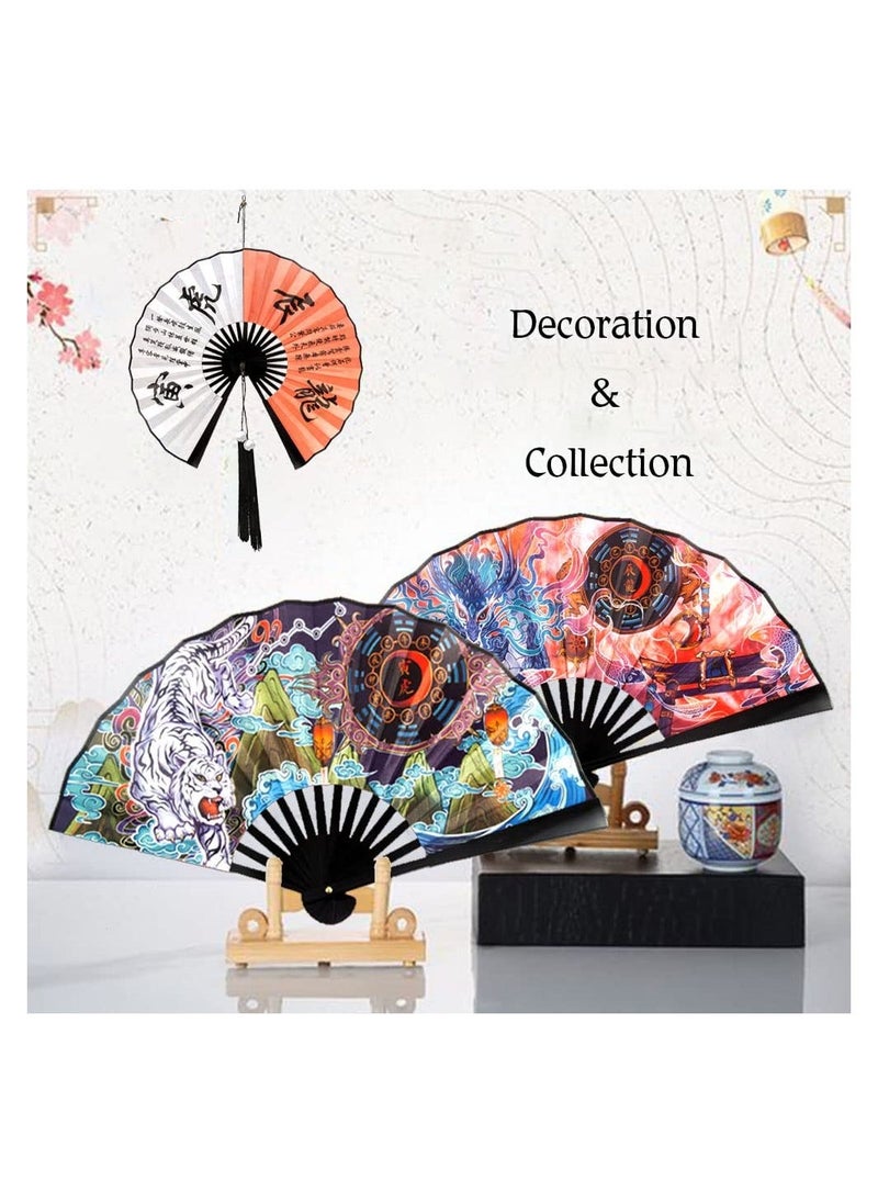 Zodiac Hand held Folding Fan - Foldable Chinese Japanese Style Fan for Men/ Women with Oriental Culture - for Outdoor, Music Festival, Club, Event, Party, Dance, Decoration, Performance, Gift(Tiger)