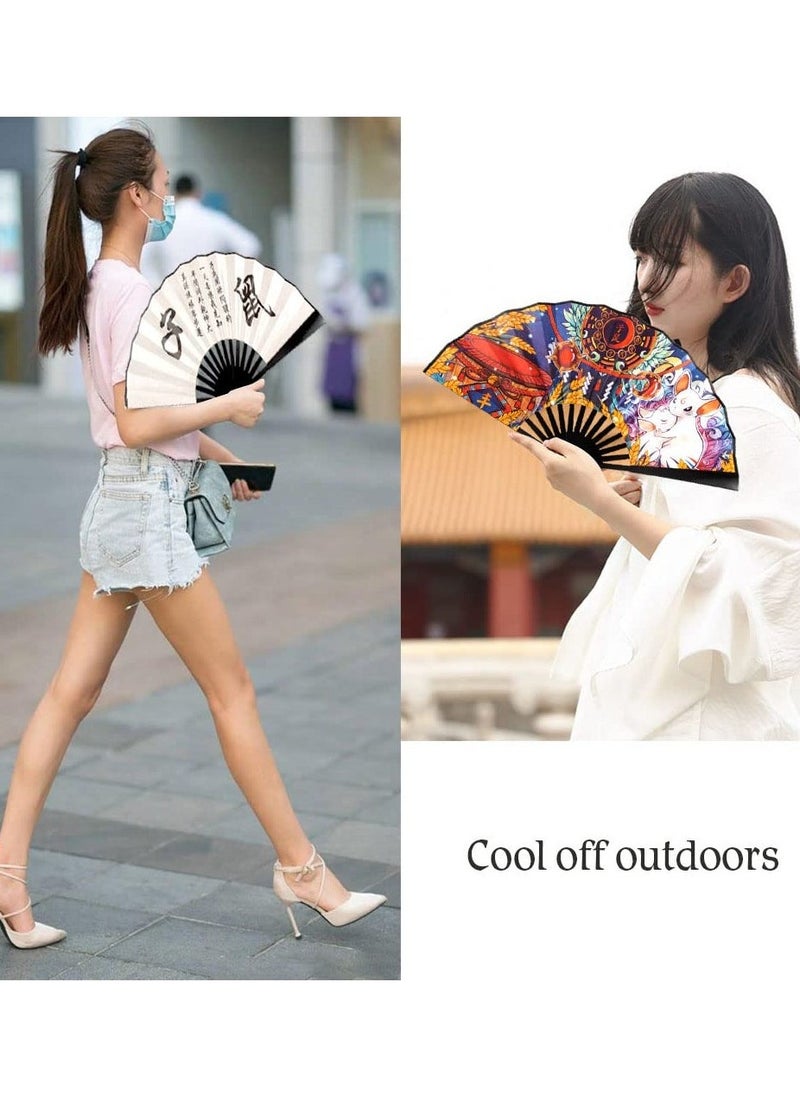 Zodiac Hand held Folding Fan - Foldable Chinese Japanese Style Fan for Men/ Women with Oriental Culture - for Outdoor, Music Festival, Club, Event, Party, Dance, Decoration, Performance, Gift(Tiger)