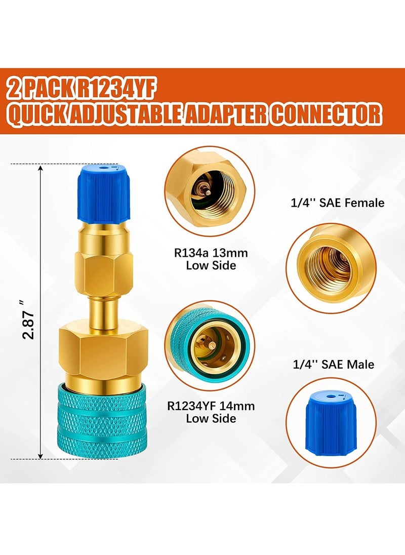 Car Quick Coupler R1234YF to R134A Conversion Kit Air Conditioning System Hose Fitting AC Refrigerant Charging Quick Adjustable Adapter Connector Conversion Kit Blue Red