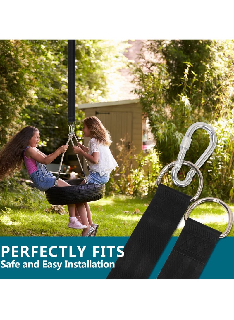 Tree Swing Hanging Straps Kit, 5ft Extra Long Ultra Strong Hammock Strap Holds 1000 Lbs, with Two Heavy Safer Lock Snap Duty Carabiners for Tree Swing & Hammocks, Carry Pouch Easy Fast Installation