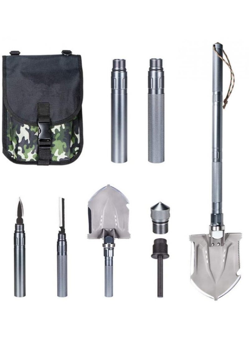 Folding Shovel Military Portable Multi-Functional 8-Piece Tactical Tool Set For Camping