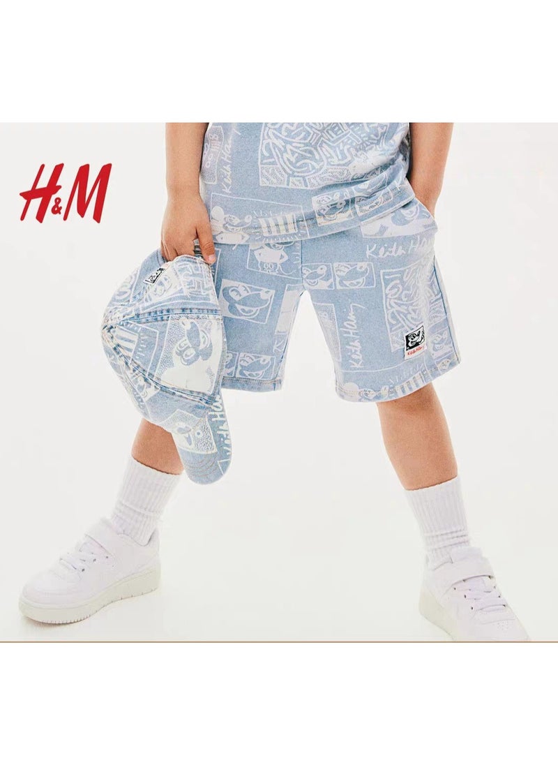 HM Children's Summer Cotton Casual Simple Elastic Waist Comfortable Casual Pants