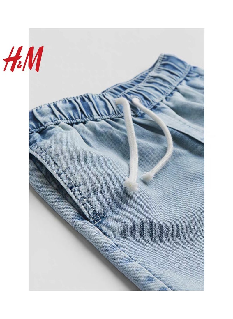 HM Children's Summer Cotton Casual Simple Elastic Waist Comfortable Casual Pants