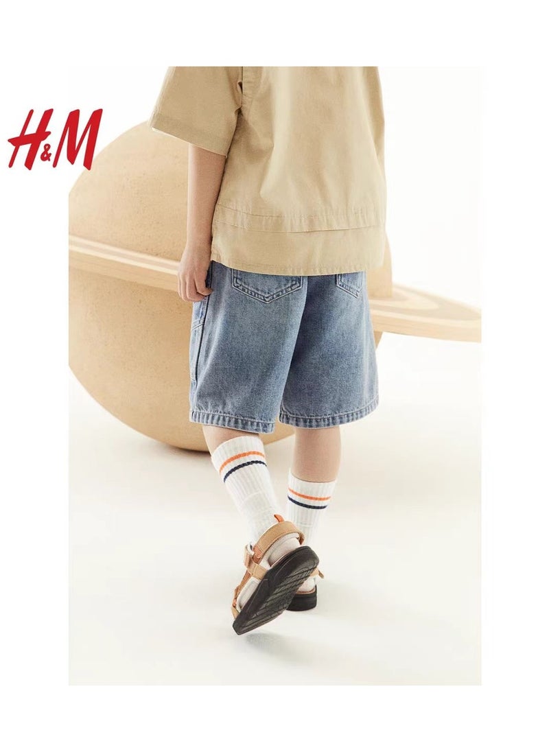 HM Children's Summer Cotton Casual Simple Elastic Waist Comfortable Casual Pants