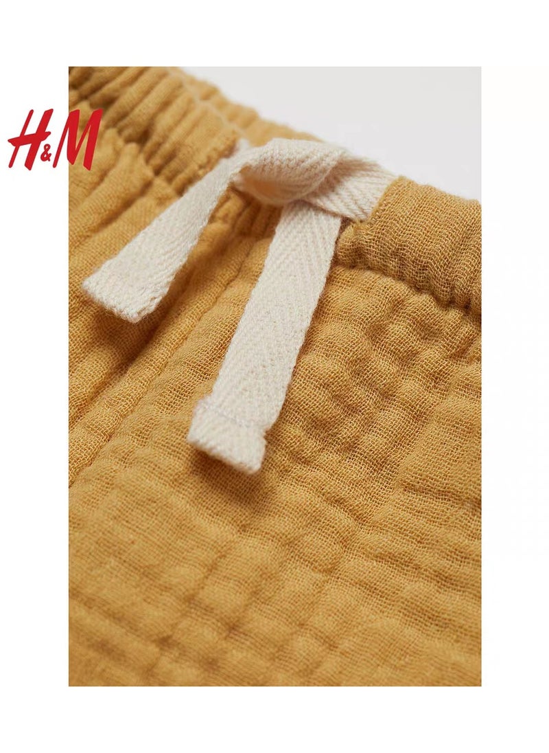 HM Children's Summer Cotton Casual Simple Elastic Waist Comfortable Casual Pants