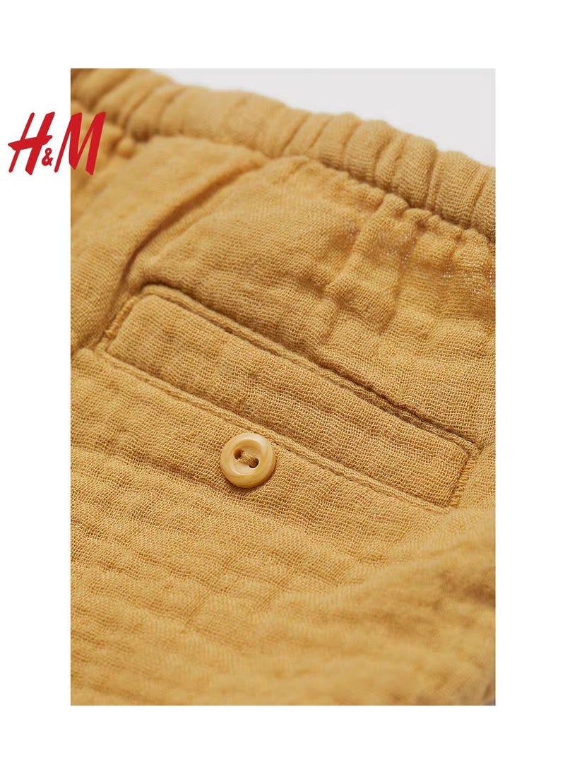 HM Children's Summer Cotton Casual Simple Elastic Waist Comfortable Casual Pants