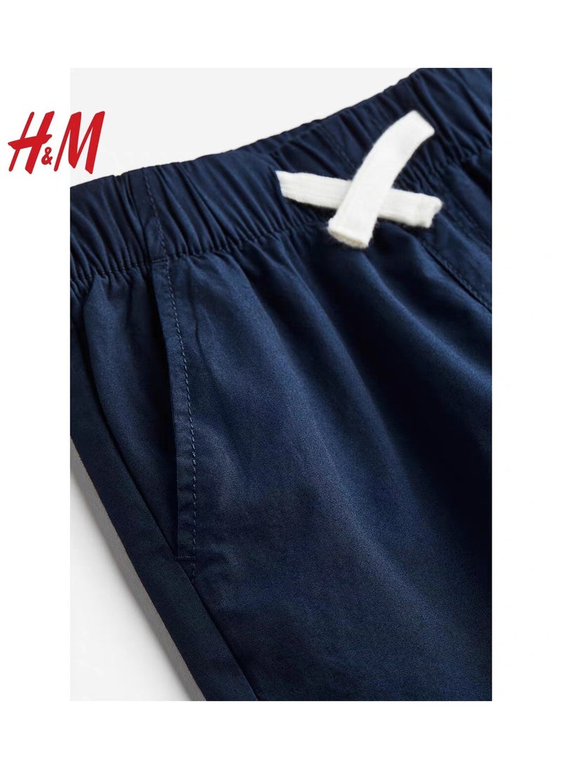 HM Children's Summer Cotton Casual Simple Elastic Waist Comfortable Casual Pants