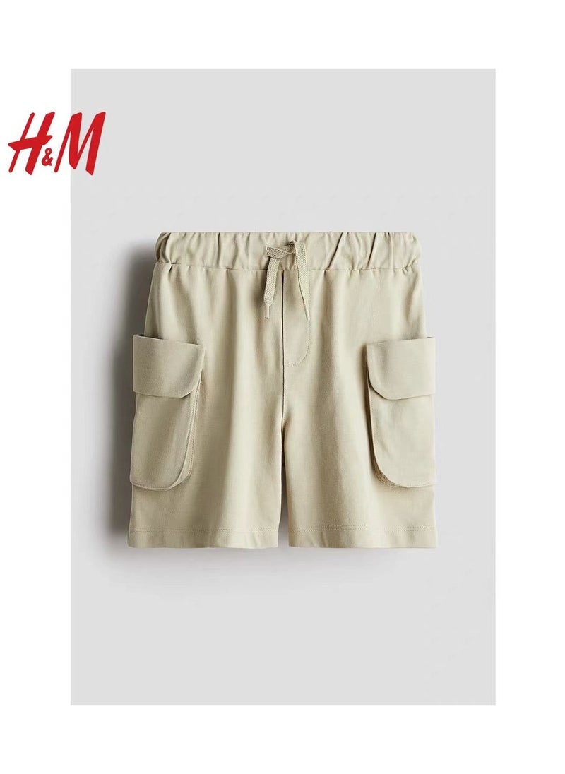 HM Children's Summer Cotton Casual Simple Elastic Waist Comfortable Casual Pants