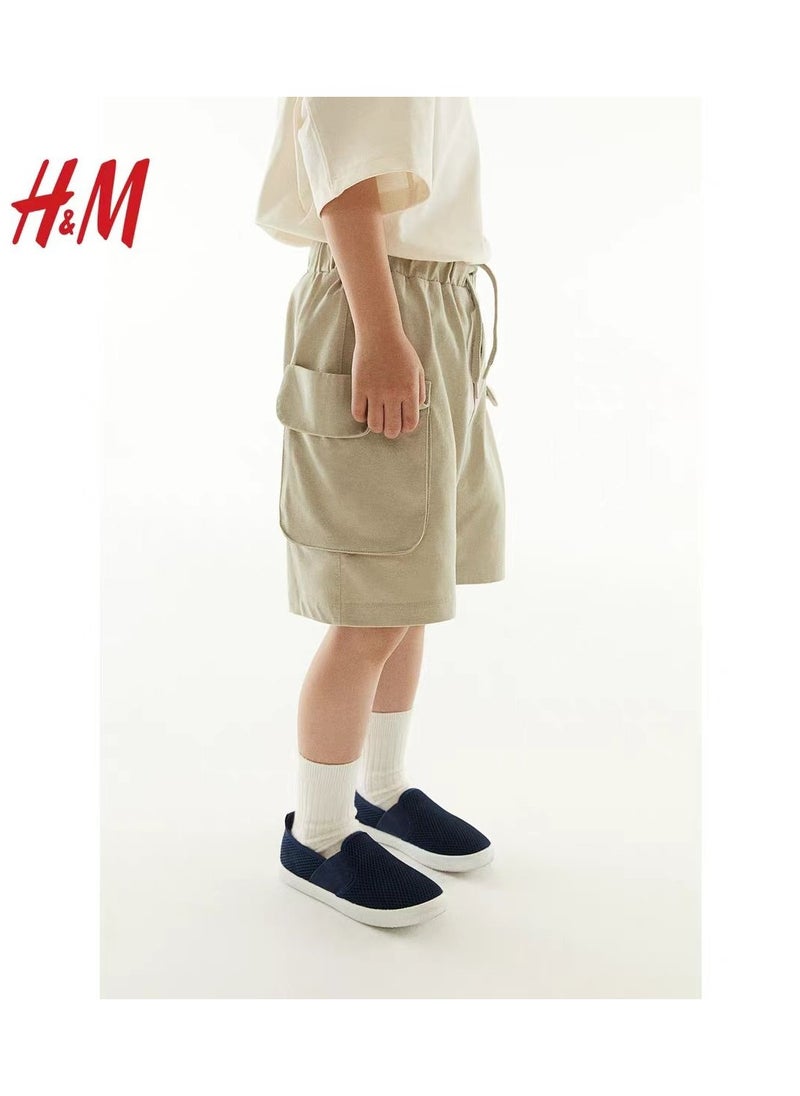 HM Children's Summer Cotton Casual Simple Elastic Waist Comfortable Casual Pants