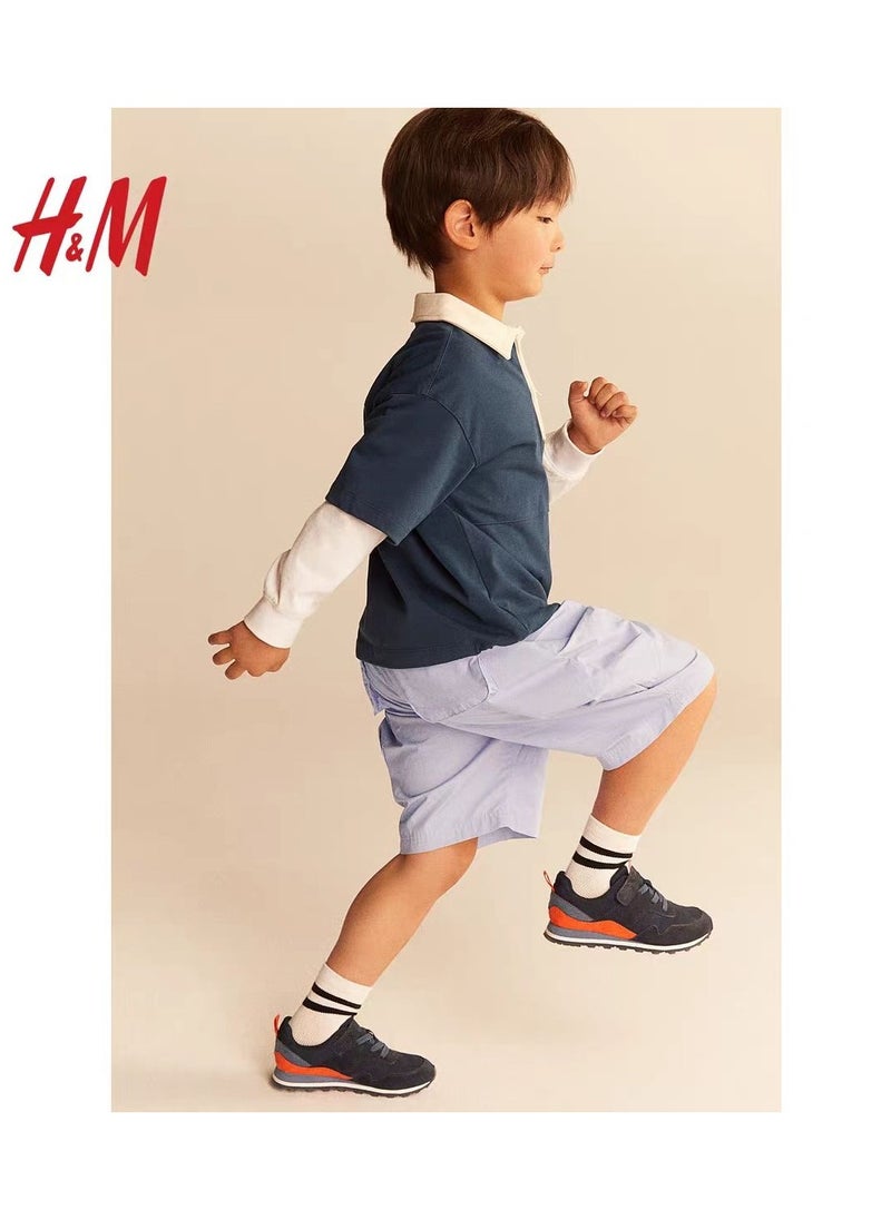 HM Children's Summer Cotton Casual Simple Elastic Waist Comfortable Casual Pants