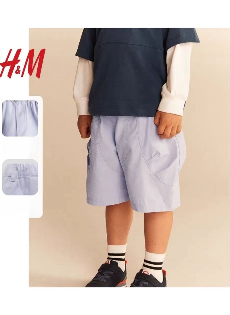 HM Children's Summer Cotton Casual Simple Elastic Waist Comfortable Casual Pants