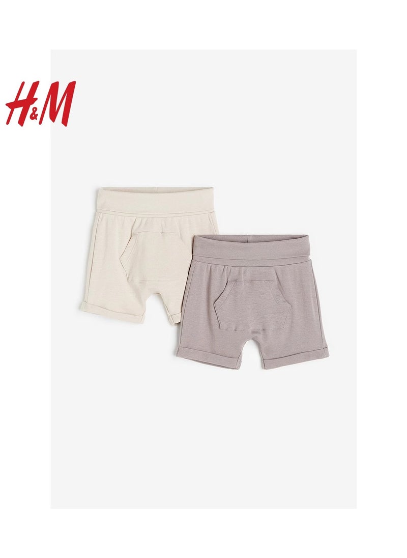 HM Children's Summer Cotton Casual Simple Elastic Waist Comfortable Casual Pants