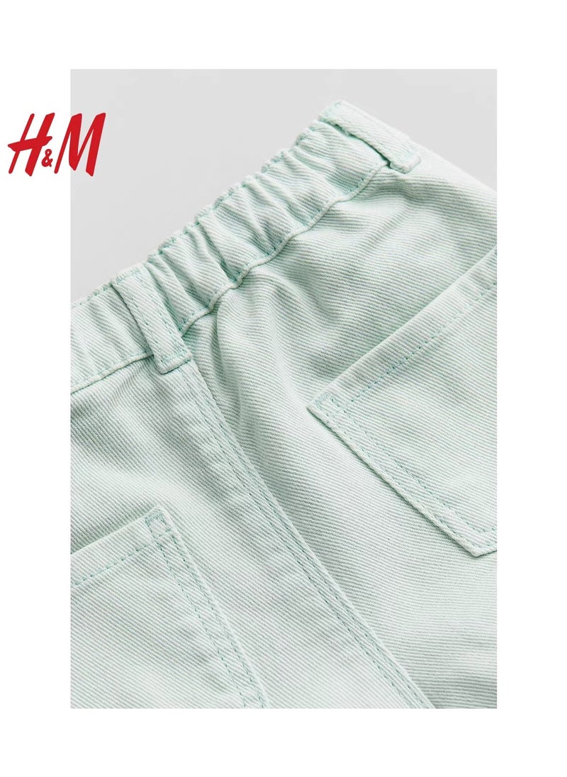 HM Children's Summer Cotton Casual Simple Elastic Waist Comfortable Casual Pants