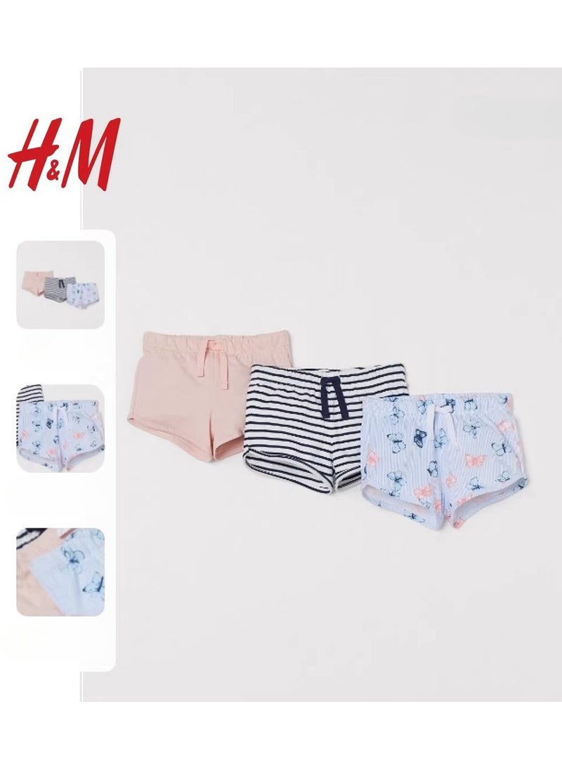 HM Children's Summer Cotton Casual Simple Elastic Waist Comfortable Casual Pants