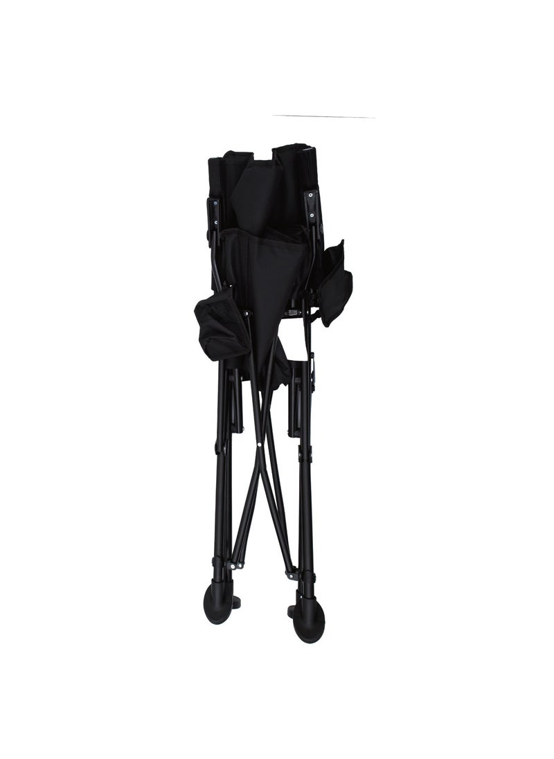 Outdoor Camping Chair with Carrying Bag / 150Kg Weight Capacity / Bottle Holding Pocket / Ergonomic Design / Non-slip feet / Easy Setup / Fabric Oxford 1100D Material / Easy to Carry - Black