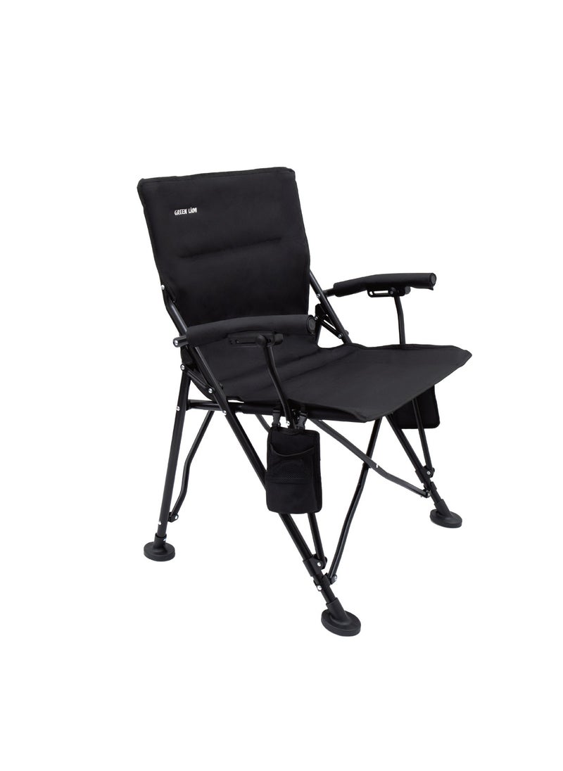 Outdoor Camping Chair with Carrying Bag / 150Kg Weight Capacity / Bottle Holding Pocket / Ergonomic Design / Non-slip feet / Easy Setup / Fabric Oxford 1100D Material / Easy to Carry - Black