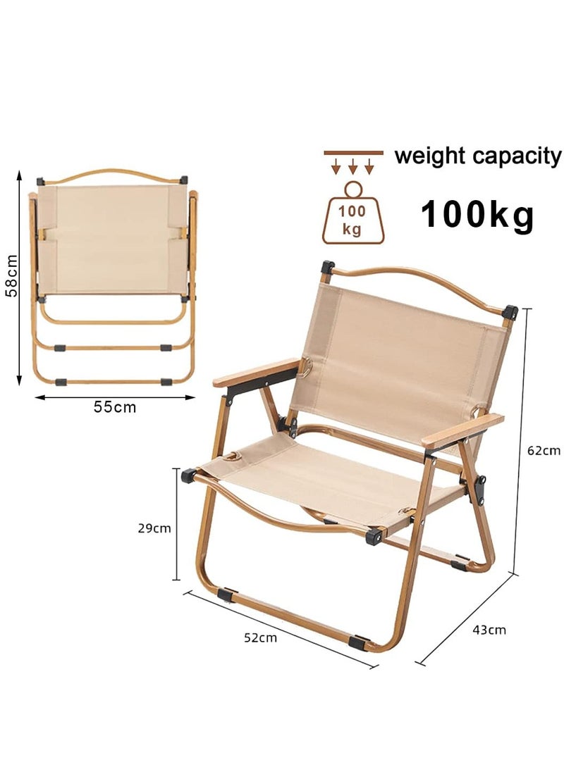 GO2CAMPS Premium Heavy-Duty Foldable Camping Chair with Wooden Armrests - Comfortable, Durable, and Portable Outdoor Seat for Camping, Hiking, Traveling, Picnic Chair, Events, Fishing and Beach Chair