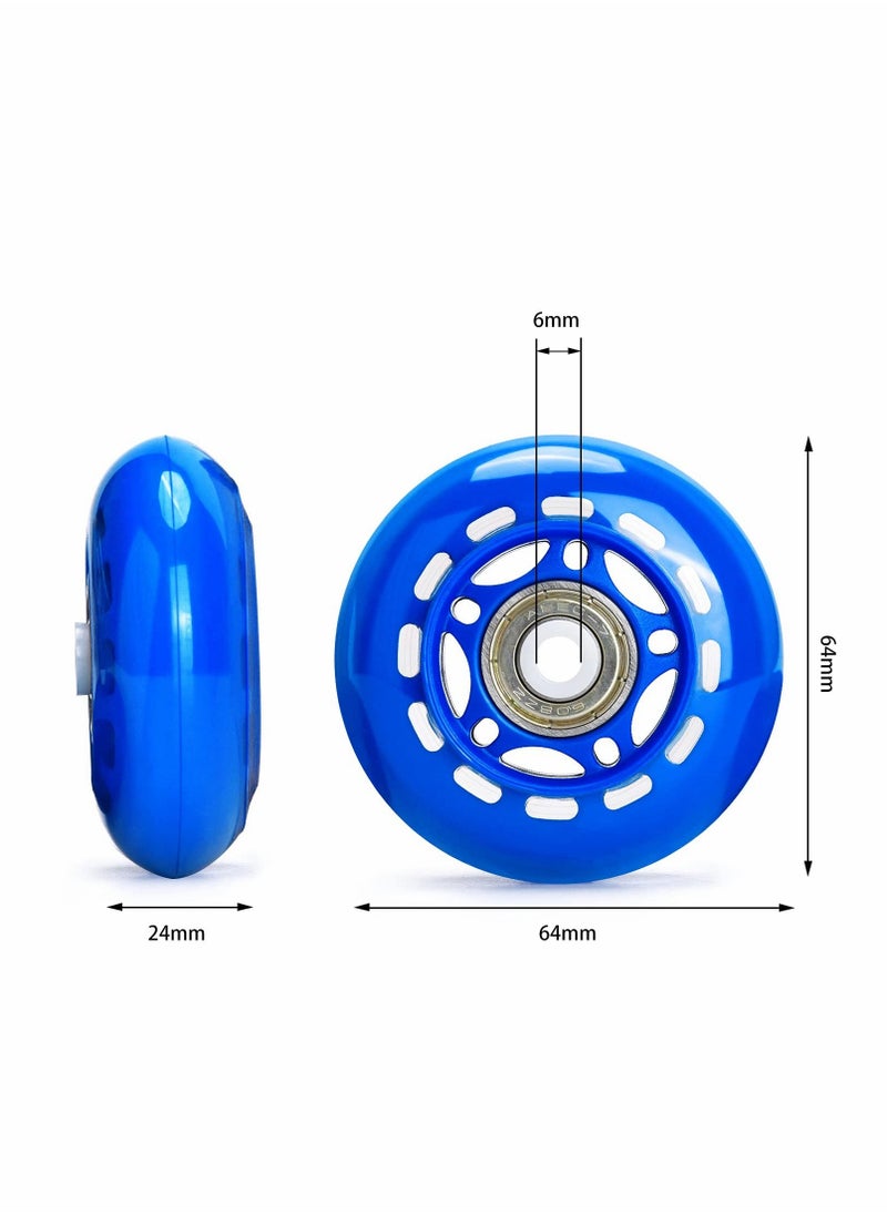 8 Pack 64mm, 82A/84A Inline Skate Wheels with ABEC-7 Bearing, Indoor/Outdoor Roller Skate Wheels, Roller Blade Skating Wheels, Training Wheels for Scooters,Beginner  Roller Blades Replacement Wheel