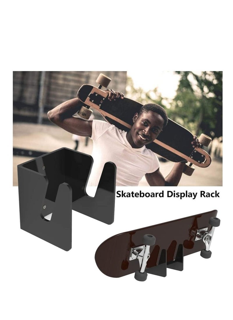 2pcs Skateboard Wall Mount, Longboard Hanger Skateboard Display Rack for Display and Storage of Long/ Skate/ Penny/ Cruiser Boards, Made of Acrylic, Gift for Skateboard Lovers, Easy to Install