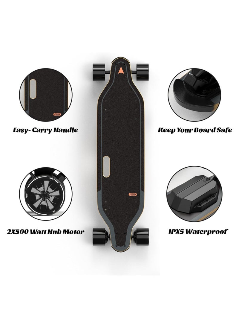 MADNESS MEEPO V5ER Electric Skateboard Black Easy to carry, 500W x 2 Hub Motors, 11 Miles Range with Remote Control