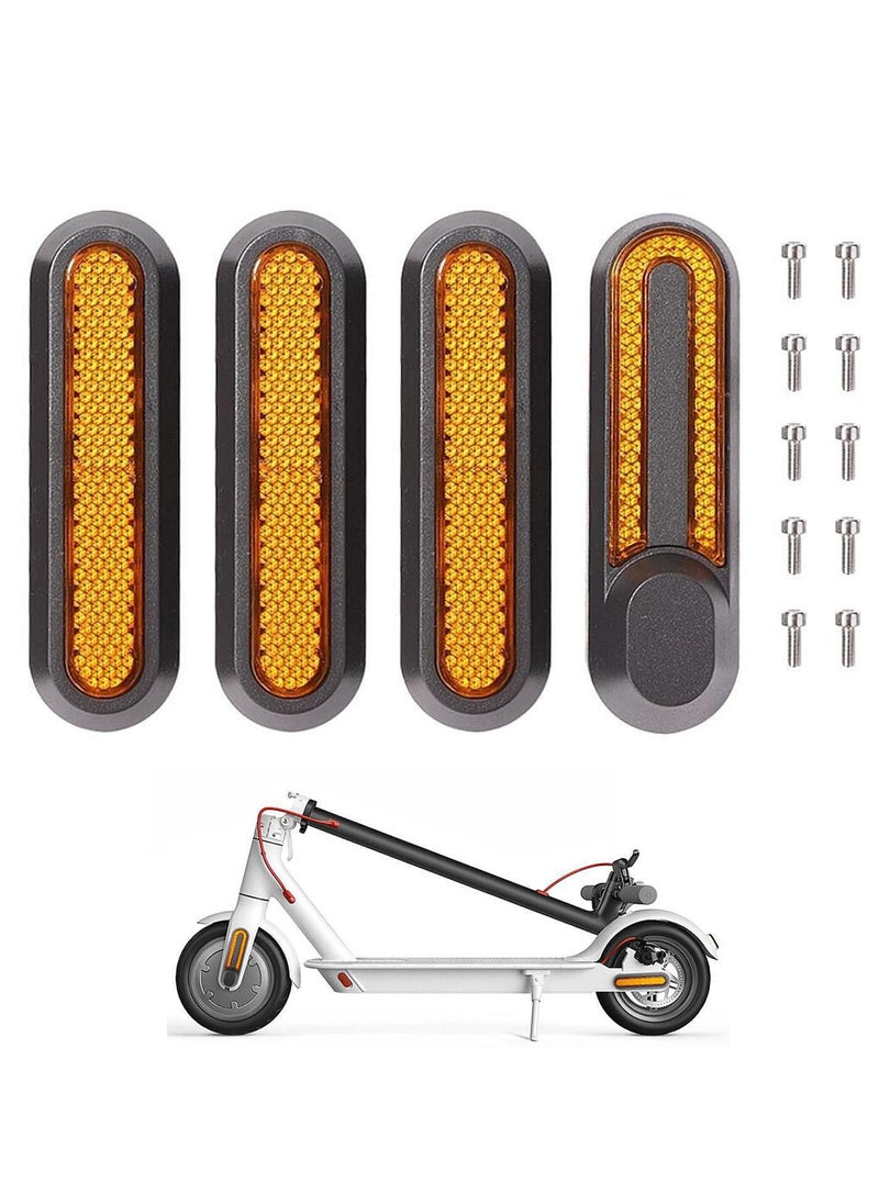 Reflective Scooter Rear Side Wheel Cover Reflective Strip for Xiaomi 1S M365 Pro Pro2 Scooter, Scooter Wheel Hubs Cap with Screws Rear Wheel Protective Decorative Shell