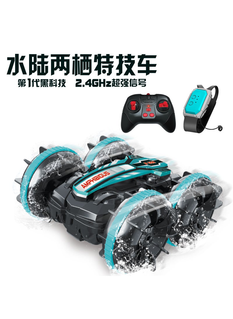 Cross-border remote control double-sided stunt amphibious water truck beach toy tumbling rotating water truck remote control car stunt car