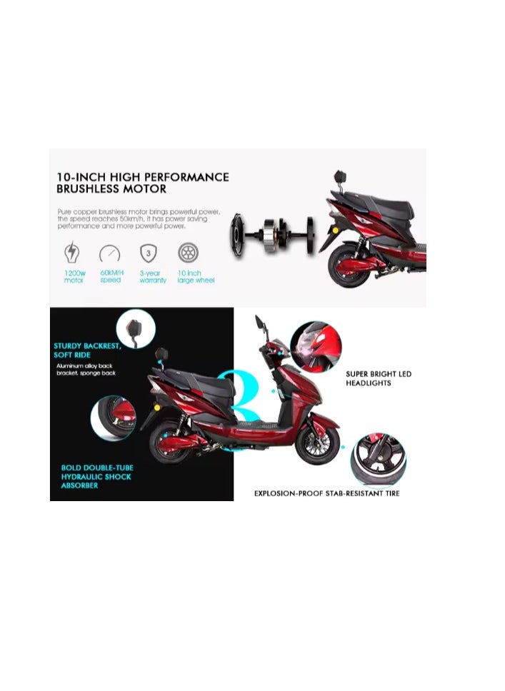 E2 Electric Scooter for Adults | Non RTO EV Vehicle with 60-80Km Range, Waterproof Motor, Long Distance Powerful with Portable Charger Ex-Showroom Electric Motorcycle