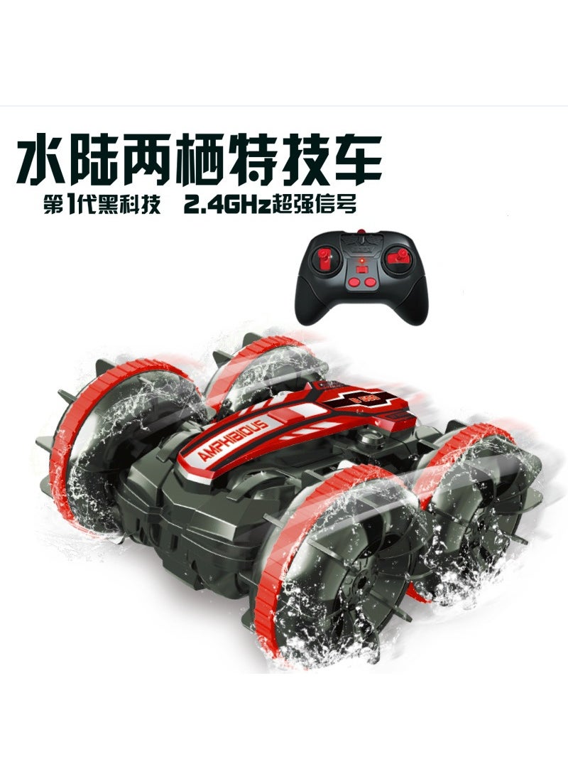 Cross-border remote control double-sided stunt amphibious water truck beach toy tumbling rotating water truck remote control car stunt car