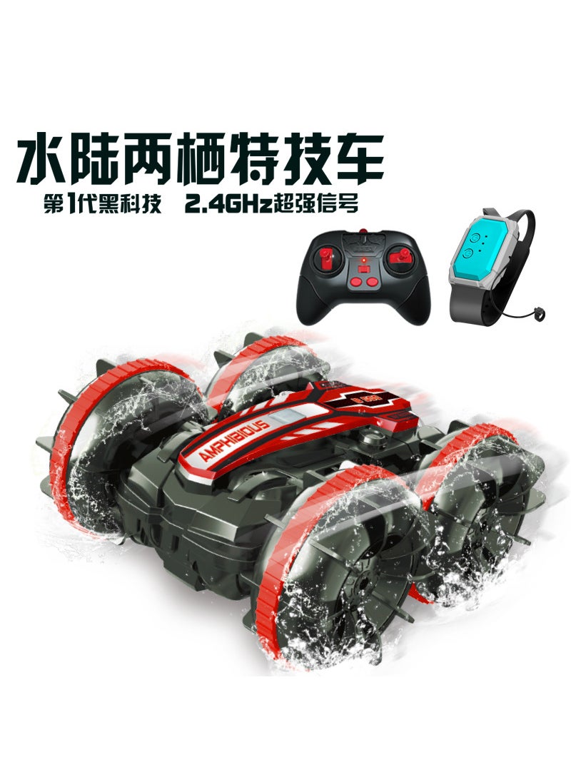 Cross-border remote control double-sided stunt amphibious water truck beach toy tumbling rotating water truck remote control car stunt car