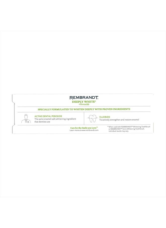 Rembrandt Deeply White + Peroxide Whitening Toothpaste, Peppermint Flavor, 3.5-Ounce (Pack of 2) (Packaging may Vary)