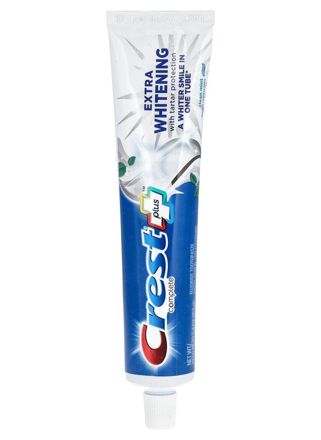 Plus Complete Fluoride Toothpaste Extra Whitening with Tartar Protection Clean Mint 5.4 oz (153 g)